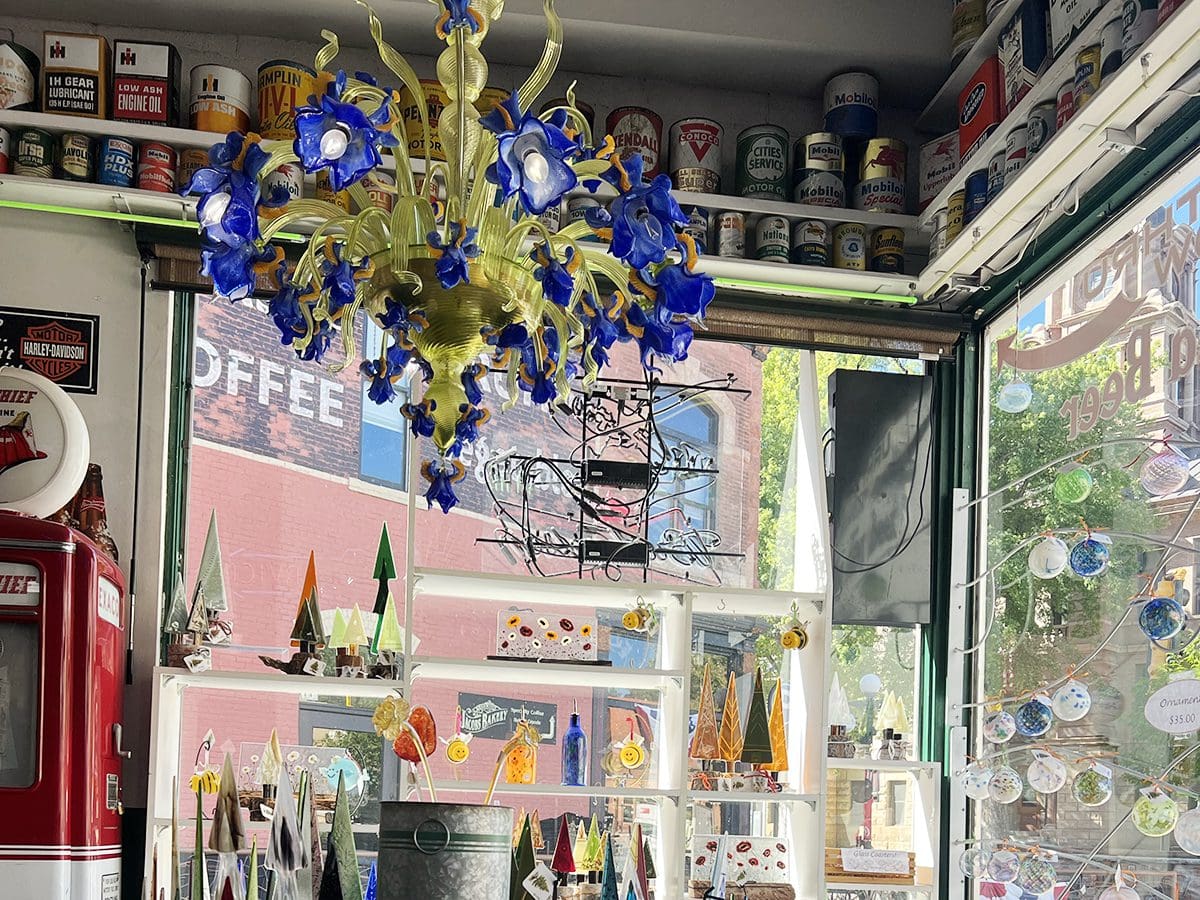 Display of hand blown glass gifts at Mind Blown Studio, Deadwood