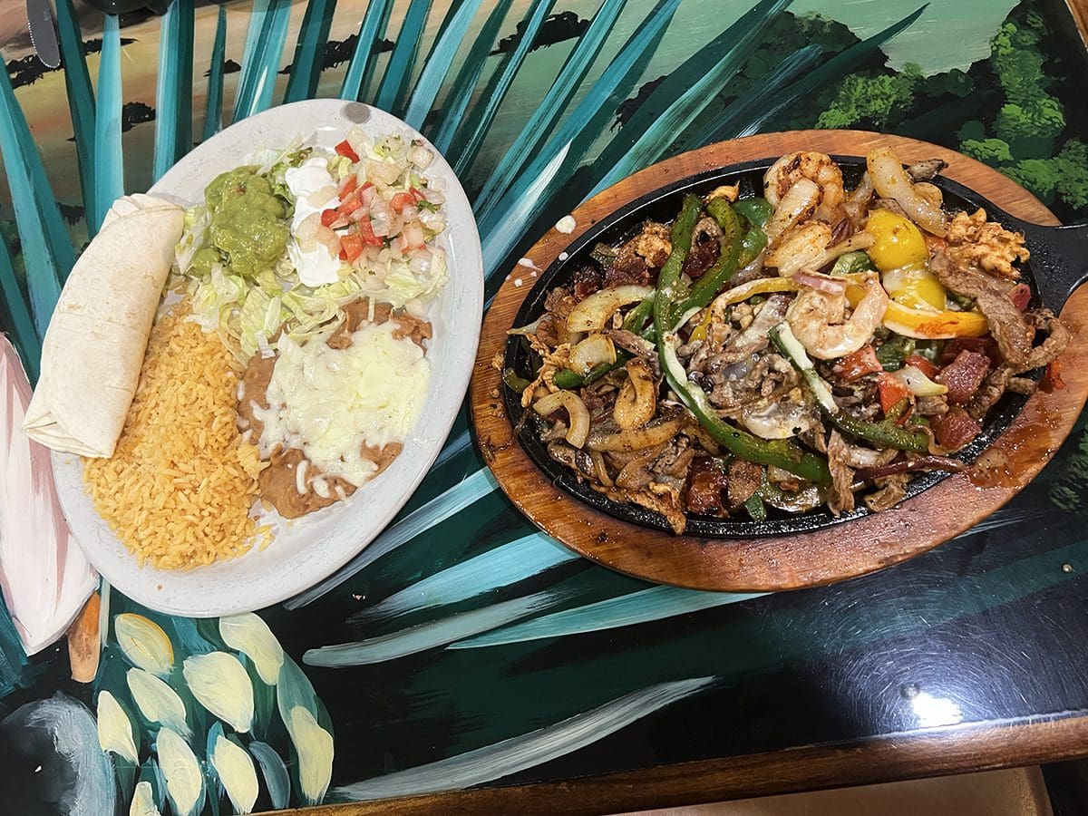 Fajitas Chingona with sides at Rancho Los Agaves in Belle Fourche