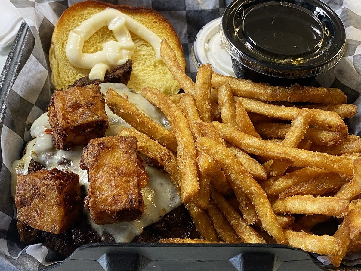 The Social House Rapid City specialty burger with fries