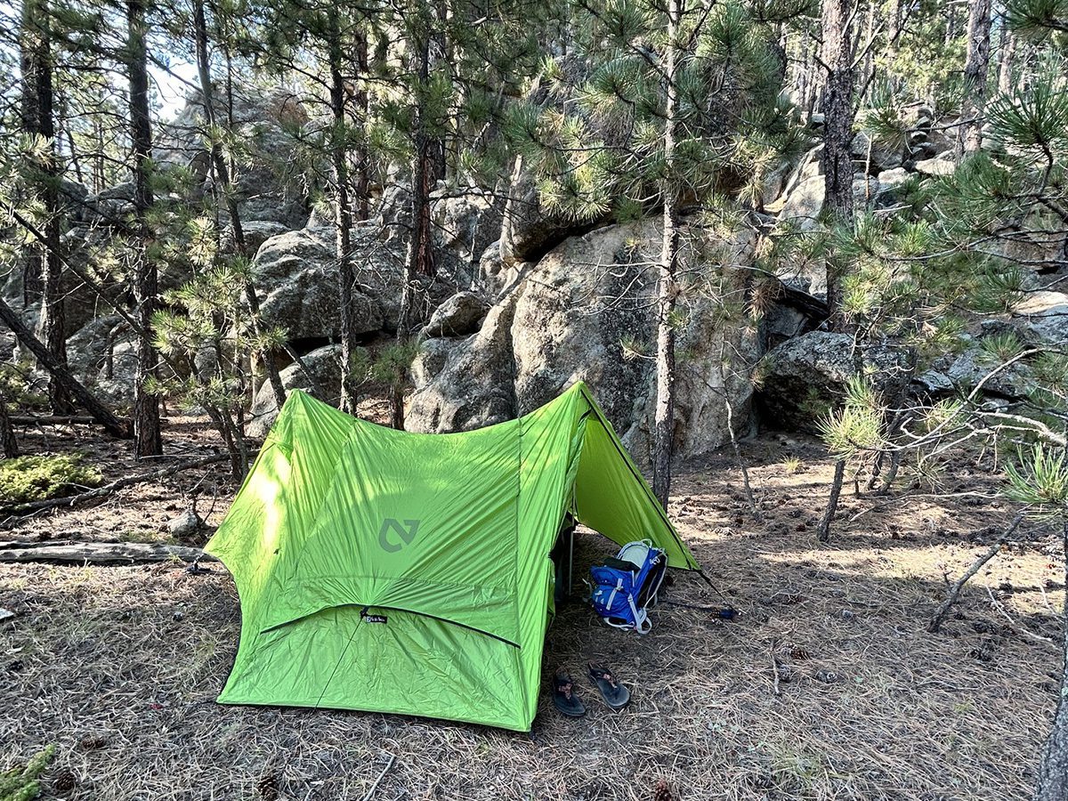 Backpacking tent in the Black Hills wilderness