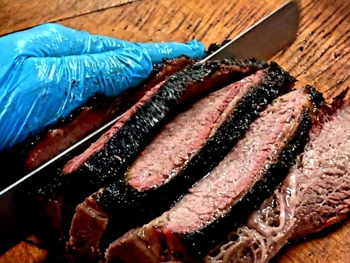 JR's Rhodehouse sliced Texas-Style Smoke Brisket