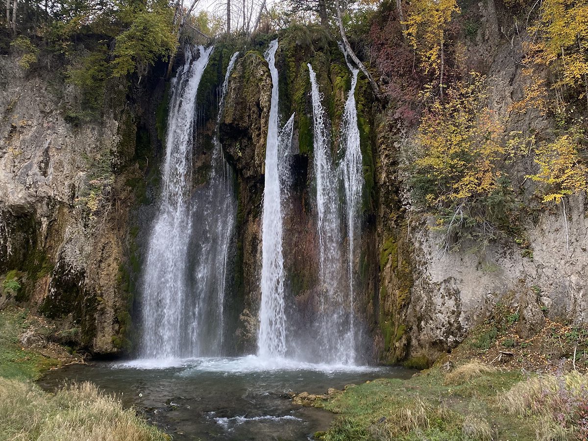 Spearfish Falls in Spearfish Canyon in the fall