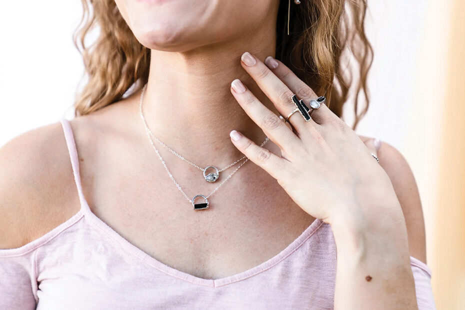 Bezyl Jewerly's Orbit Necklace on model