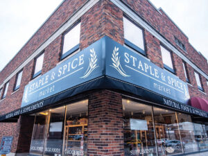 Staple and spice market front door