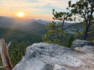 Trail Addict view of Black Hills sunset from a trail