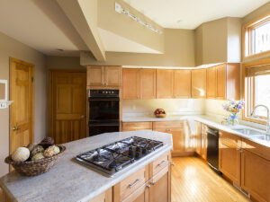 Kitchen interior with granite countertops