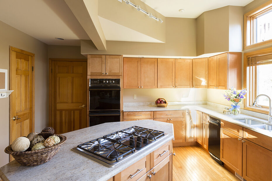 Kitchen interior with granite countertops