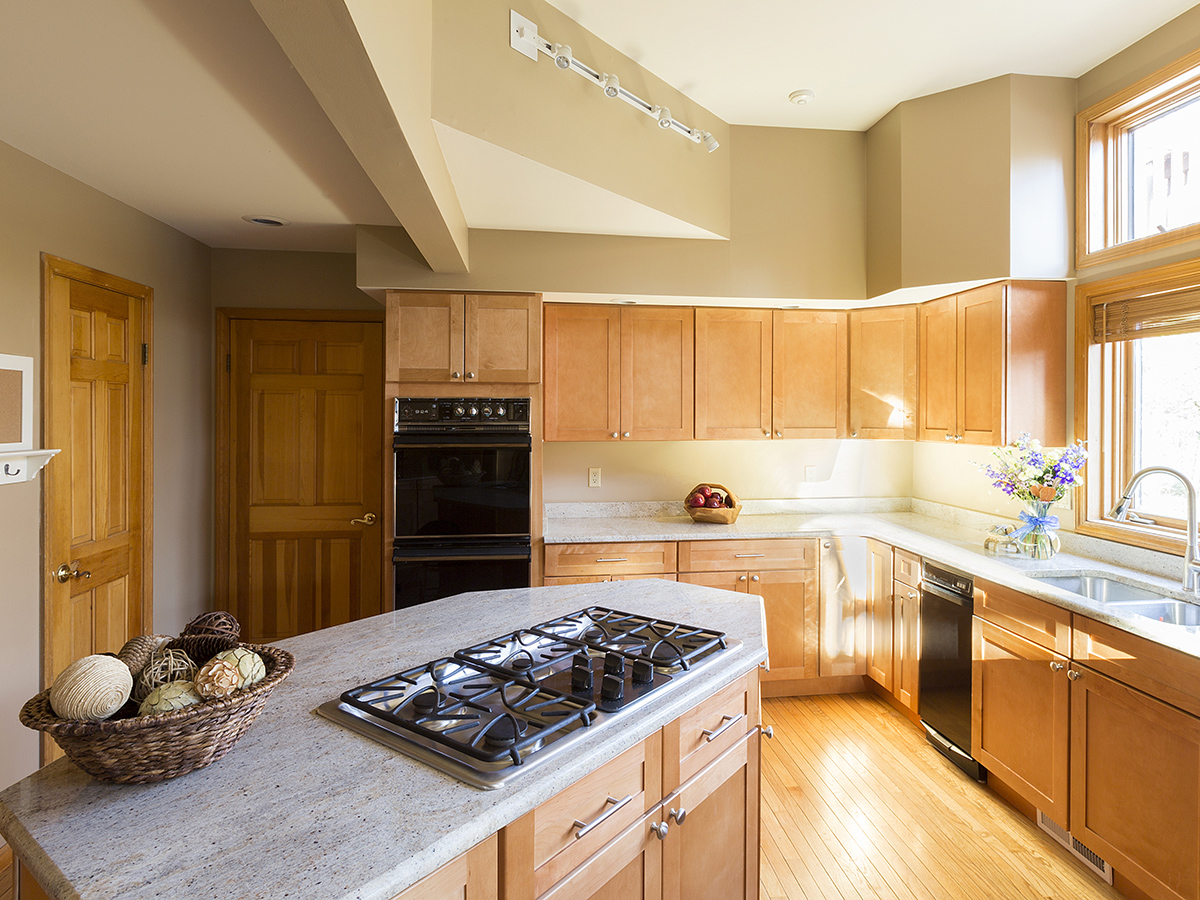 Kitchen interior with granite countertops