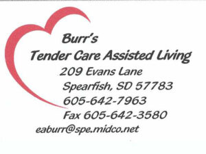 burrs tender care assisted living business card 300x225