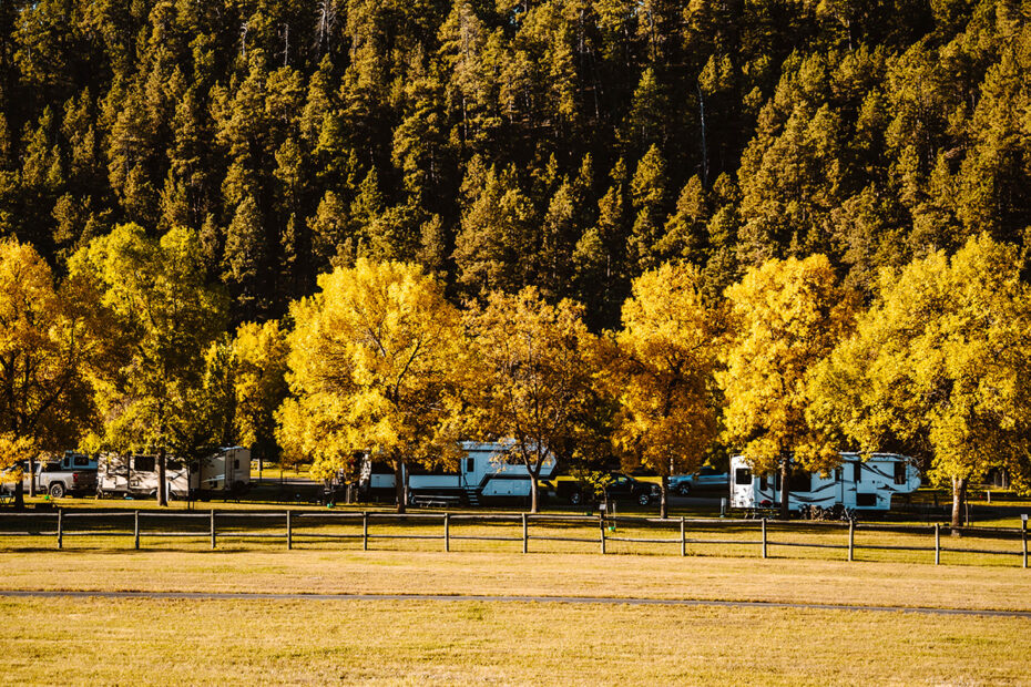 RV campers in the fall in Custer State Park