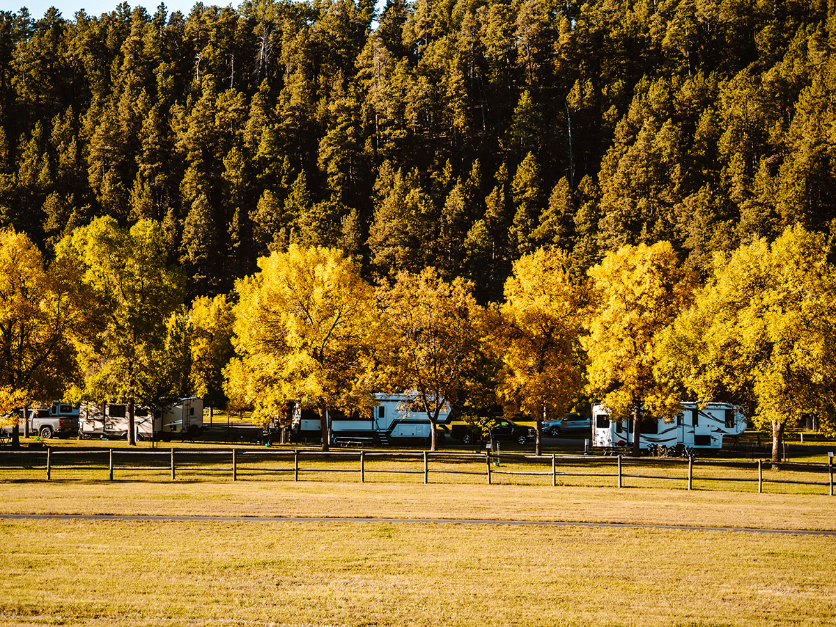 RV campers in the fall in Custer State Park