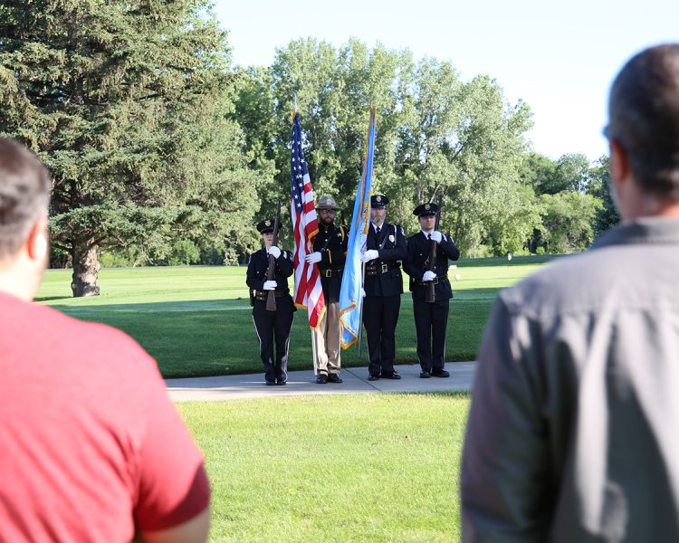 Color guard with Rapid City police officers